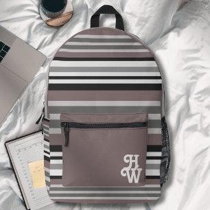 Elegante Earth Tones Brown Savannah Stripes Muster Bedruckter Rucksack
