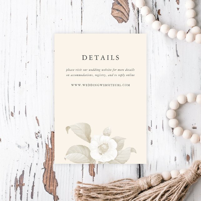 Elegante Earthy Floral Cream Wedding Details Begleitkarte (Von Creator hochgeladen)