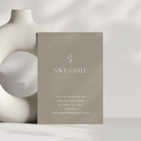 Elegante Earthy Minimalistisch Botanical Taupe Wed