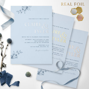 Elegante Echtes Folien Moderne Typografie Blaue Ho Folieneinladung