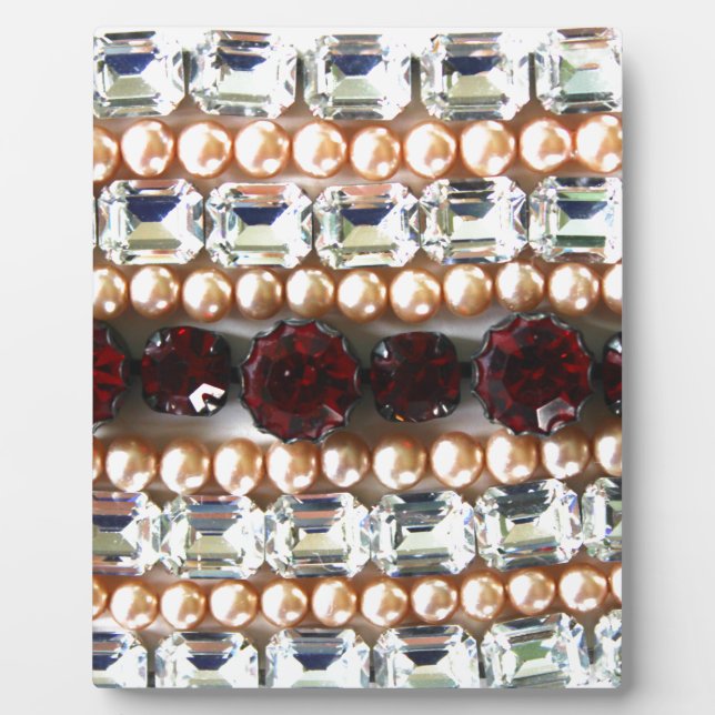 Elegante Edelsteine Diamanten Perlen Rubine Fotoplatte (Vorderseite)