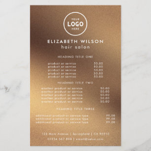 Elegante editierbare Menükarte für Friseursalon un Flyer