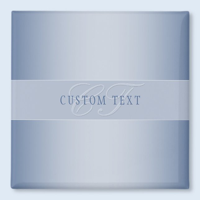 Elegante editierbare Monogramm-Schrift | Blau Magnet (Von Creator hochgeladen)