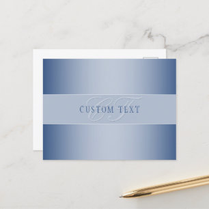 Elegante editierbare Monogramm-Schrift   Blau Postkarte
