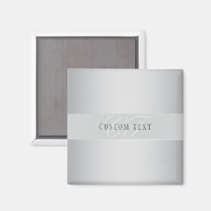 Elegante editierbare Monogramm-Schrift Grau Magnet