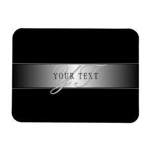 Elegante editierbare Monogramm-Schrift Schwarz Magnet