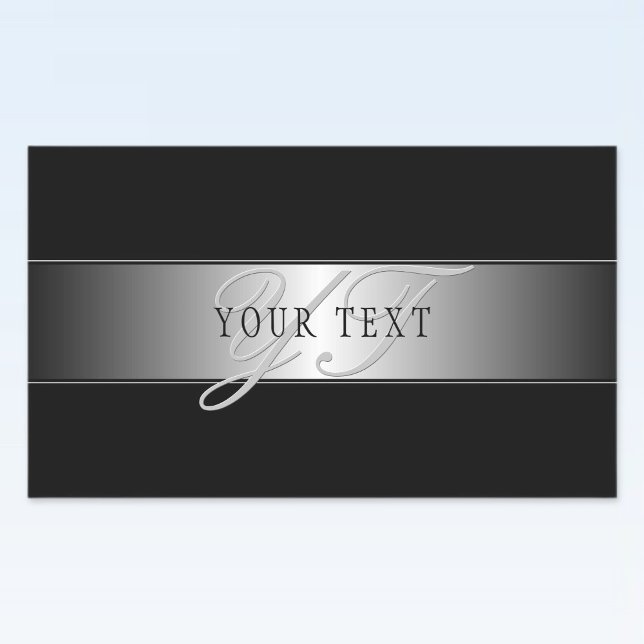 Elegante editierbare Monogramm-Schrift | Schwarz Rechteckiger Aufkleber (Von Creator hochgeladen)