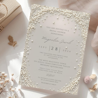 Elegante editierbare pastellrosa Perlen mit Diaman Einladung