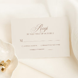 Elegante, edle, elfenbeinfarbene und taupe Hochzei RSVP Karte