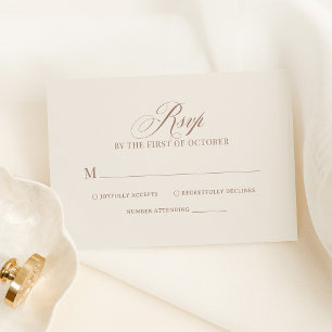Elegante, edle, elfenbeinfarbene und taupe Hochzei RSVP Karte