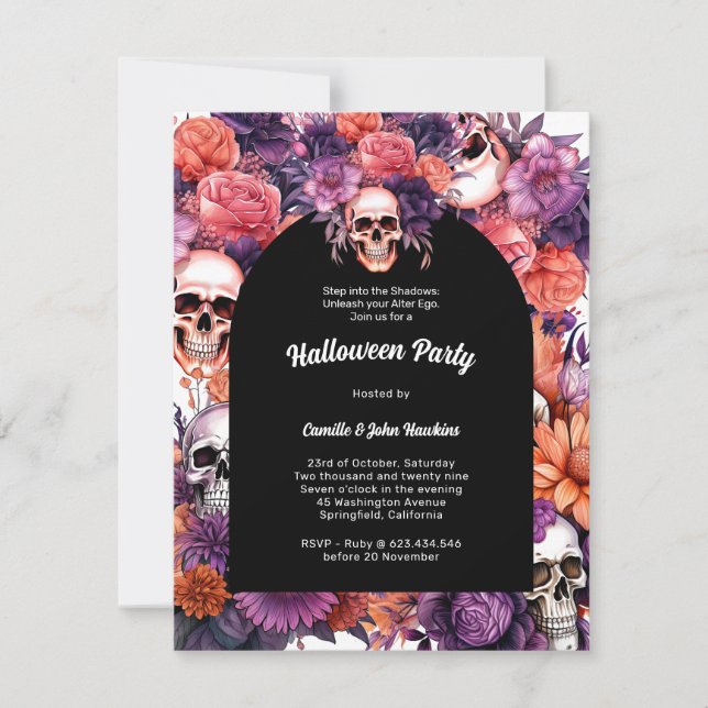 Elegante Eerie Affair: Ein raffiniertes Halloween Einladung (Vorderseite)