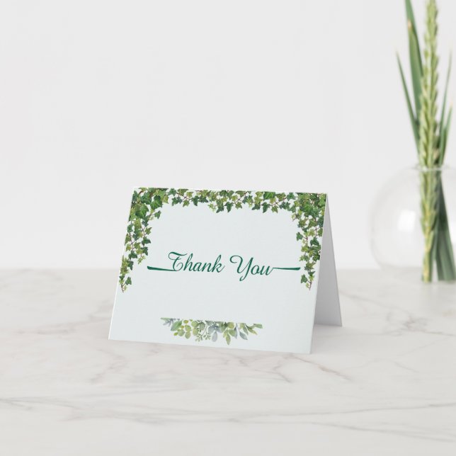 Elegante Efeu-Grün Botanische Hochzeit Tischnummer (Vorderseite)