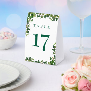 Elegante Efeu-Grün Botanische Hochzeit Tischnummer Tischaufsteller