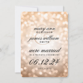 Elegante Ehe / Elopement Copper Bokeh Lights Ankündigung