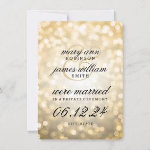 Elegante Ehe / Elopement Gold Bokeh Lights Ankündigung