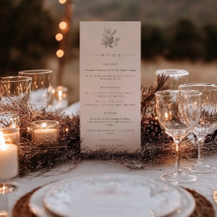 Elegante Eichel- und Kiefernzapfen-Hochzeit im Her Menükarte