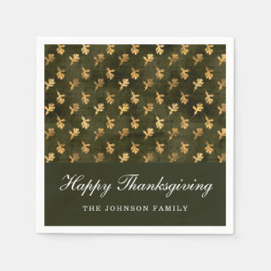 Elegante Eichenblätter Grüne Thanksgiving Serviette