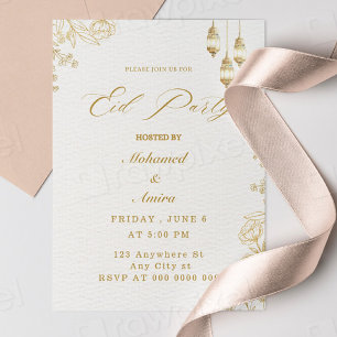 elegante Eid Mubarak-Einladung Floral Beige Muslim Einladung