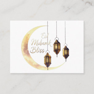 Elegante "Eid Mubarak" Geschenkkarte - Crescent Mo Telefonnummerkarte