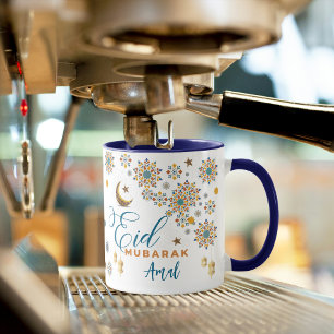 Elegante Eid Mubarak Kalligrafie Mond Sterne Benut Tasse