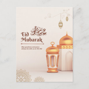 Elegante Eid Mubarak-Moschee-Laternen-Kunst Feiertagspostkarte