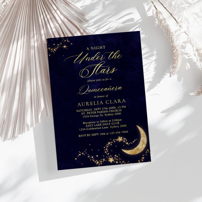 Elegante Eine Nacht unter den Sternen Quinceñera Einladung (Von Creator hochgeladen)