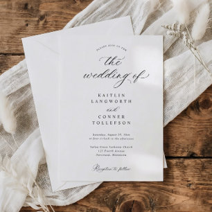 Elegante einfache alte Geld Schwarz-Weiß-Hochzeit Einladung