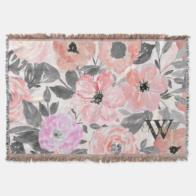 Elegante, einfache Aquarellblumen Decke (Vorderseite)