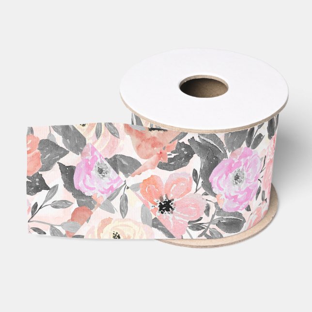 Elegante, einfache Aquarellblumen Ripsband (Spule)