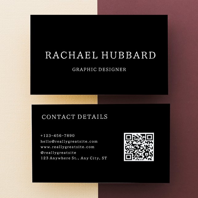 Elegante Einfache Berufliche Black Business Card Visitenkarte (Von Creator hochgeladen)