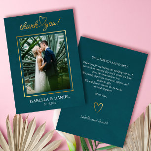 Elegante einfache Chic-Script-Liebe mit Heart Wedd Dankeskarte