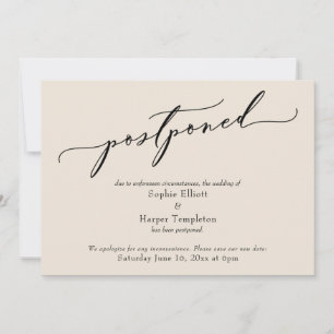 Elegante einfache Creme-Hochzeitsaufschubkarte Einladung