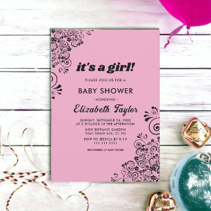 Elegante einfache dekorative Floral Girl Baby Show Einladung