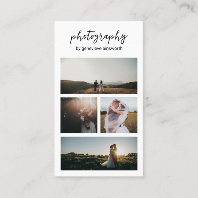 Elegante einfache Fotosammlung Moderne Fotografie Visitenkarte (Vorderseite)