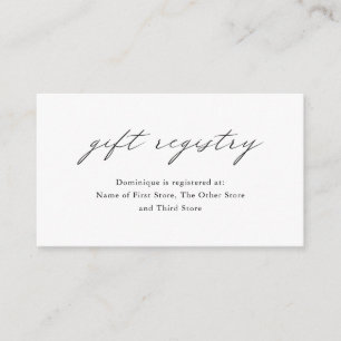 Elegante einfache Geschenkeliste im minimalistisch Begleitkarte
