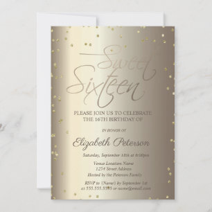 Elegante einfache goldene Diamanten Sweet 16 Einla Einladung
