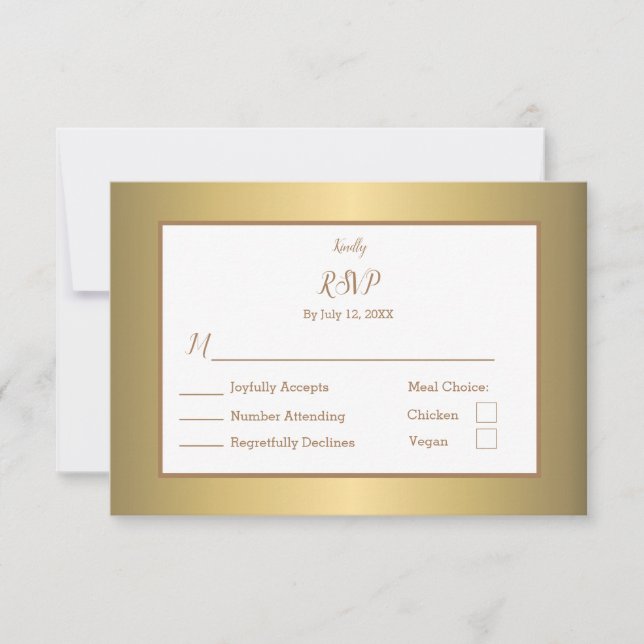 Elegante einfache Goldfarbenwahl RSVP Karte (Vorderseite)