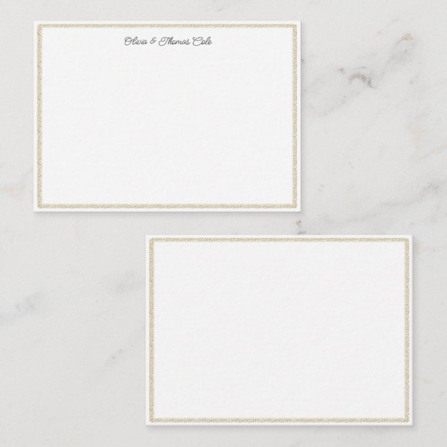 Elegante, einfache Goldsprinkles mit Hochzeitscouc Mitteilungskarte (Vorne/Hinten)