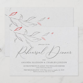 Elegante, einfache graue und rote Blume Probe Aben Einladung