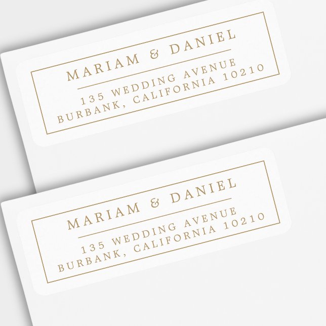 Elegante einfache Grenz-Gold-Hochzeit-Rücksendeadr (Von Creator hochgeladen)