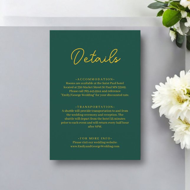 Elegante einfache grüne und goldene Hochzeit mit m Begleitkarte (Von Creator hochgeladen)