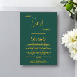Elegante einfache grüne und goldene Hochzeit mit m Begleitkarte