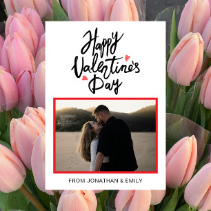 Elegante einfache Herzen Frohen Valentinstag Foto Feiertagskarte