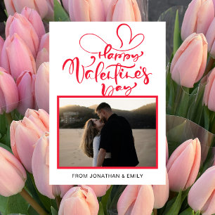 Elegante einfache Herzen Frohen Valentinstag Foto Feiertagskarte