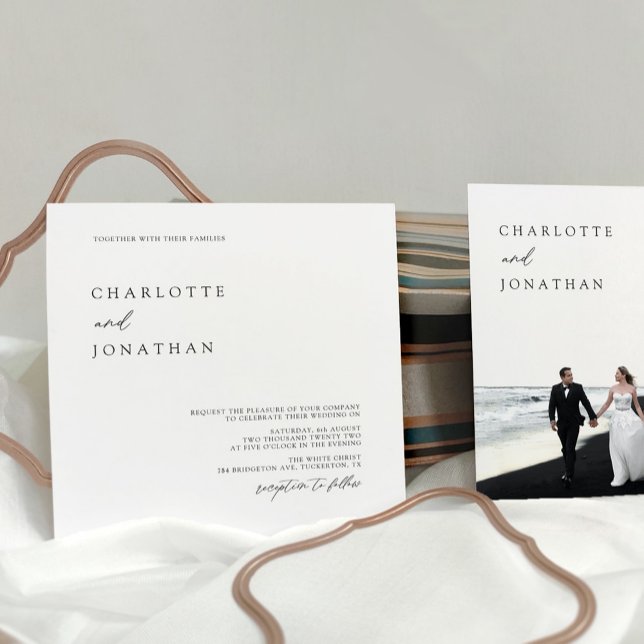 Elegante Einfache Hochzeit mit dem modernen Foto Einladung (Von Creator hochgeladen)