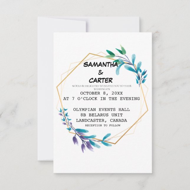 Elegante einfache Hochzeitseinladung Einladung (Vorderseite)