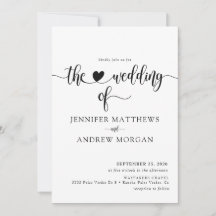 Elegante einfache Hochzeitseinladungen im Schrifts