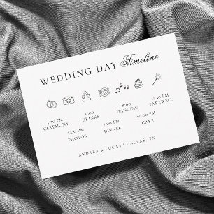 Elegante einfache Hochzeitstags-Zeitplan-Reihenfol Begleitkarte