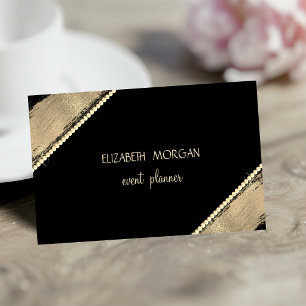 Elegante einfache Imitate Gold, Schwarz, Perlen Visitenkarte