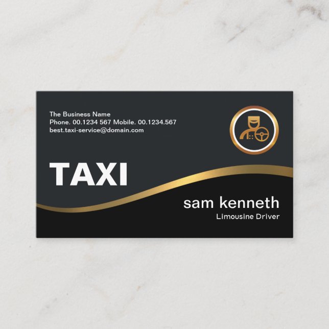 Elegante einfache Imitate Gold Wave Taxi Fahrer Visitenkarte (Vorderseite)
